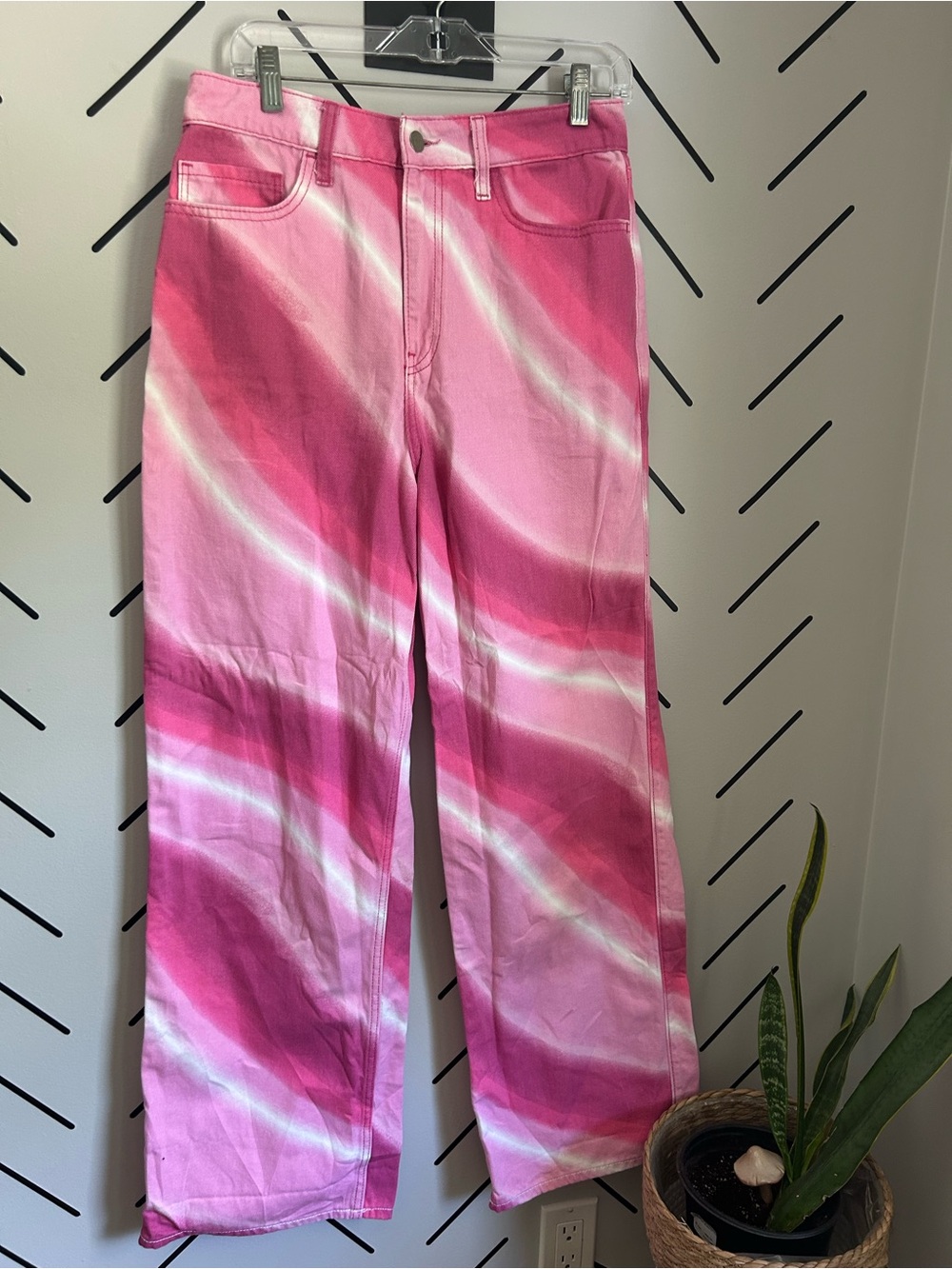 Hollister Pink White Tie Dye look Vintage Baggy High Rise jeans - Picture 6 of 7